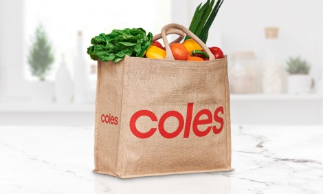 Coles Sustainable Shopping Bag Filled with fresh produve