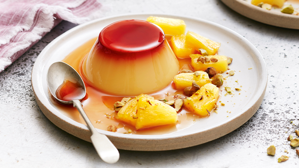 Crème caramels with pineapple and toasted pistachios recipe Coles