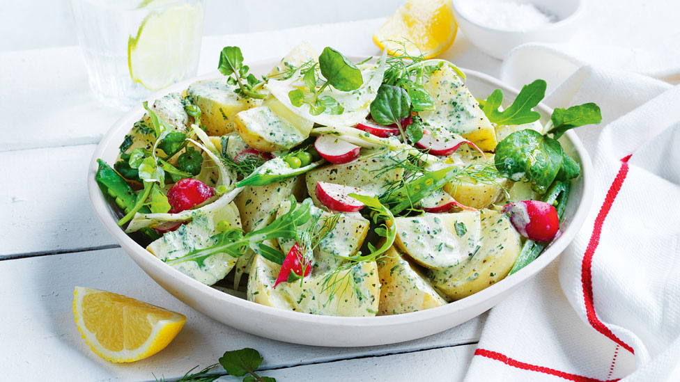 Potato salad with green goddess dressing and fennel fronds