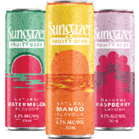 3 cans of Sungazer Fruity Beer.