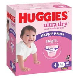 Huggies Jumbo Nappy Pants Size 4 Girl | 62 Pack
