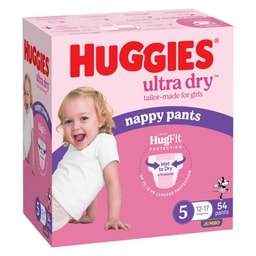 Huggies Jumbo Nappy Pants Size 5 Girl | 54 Pack