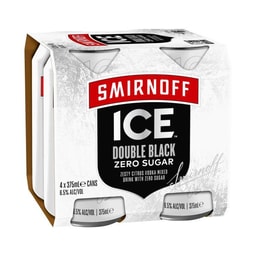 Smirnoff Ice Double Black Zero Can 375ml | 4 Pack