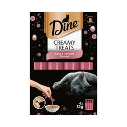 Dine Creamy Treats Cat Treats Tuna & Salmon Flavour 4x12g Sachets | 4 pack