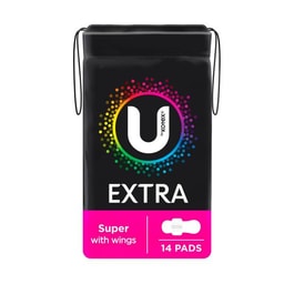 U by Kotex Extra Pads Super With Wings | 14 pack
