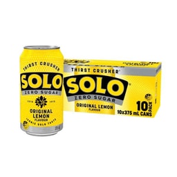 Solo Zero Sugar Original Lemon Soft Drink Cans Multipack 375ml | 10 Pack