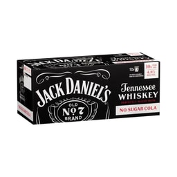 Jack Daniels & No Sugar Cola Can 375ml | 10 Pack