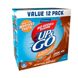 Sanitarium Up&go No Added Sugar Liquid Breakfast Fridge Choc Ice 12x250ml | 3L