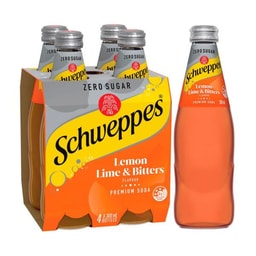 Schweppes Zero Sugar Lemon Lime Bitters Soft Drink Classic Mixers Multipack Bottles 300ml x 4 Pack | 4 pack
