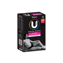 U by Kotex Thinx Reusable Period Underwear Heavy Black Bikini Size 12 | 1 each