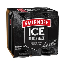 Smirnoff Ice Double Black Vodka Cans 375ml | 4 Pack