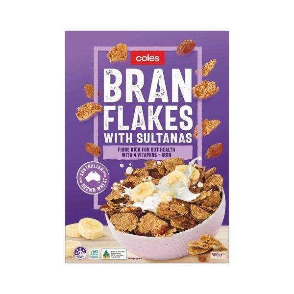 Coles Coles Bran Flakes With Sultanas | 580g