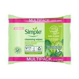 Simple Cleansing Facial Wipes Kind To Skin Biodegradable | 50 pack