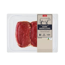 Coles No Added Hormone Beef Rump Medallions | 300g