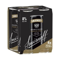 Smirnoff Ice Double Black 8% Can 250ml | 4 Pack