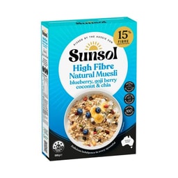 Sunsol Natural Muesli Blueberry Goji Berries Coconut & Chia | 500g