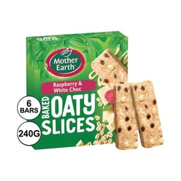 Mother Earth Raspberry & White Chocolate Baked Oaty Slice | 240g