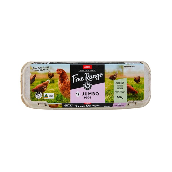 Coles Jumbo Free Range Eggs 12 Pack | 800g