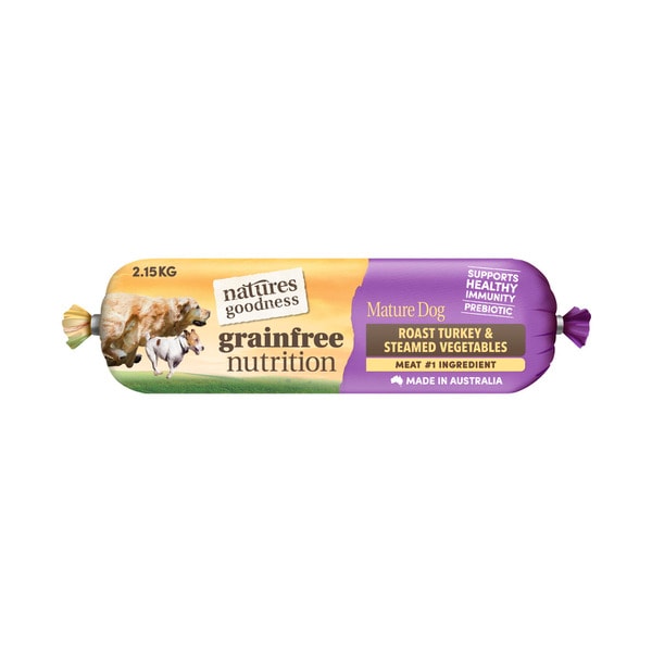 Natures Goodness Grain Free Mature Adult Chilled Fresh Dog Food Roll Roast Turkey and Steamed Vegetables | 2.15kg