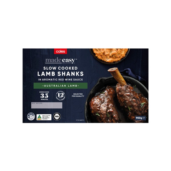 Coles Made Easy Slow Cooked Lamb Shanks In Red Wine Sauce | 900g