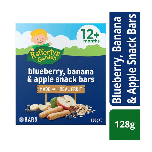 Rafferty's Garden Blueberry Banana & Apple Snack Bars Real Fruit Baby Food 8 Pack 12+ Months | 128g