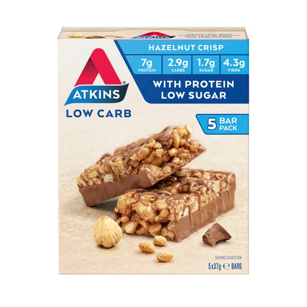 Atkins Low Carb Hazelnut Crisp Bars 185g | 5 pack