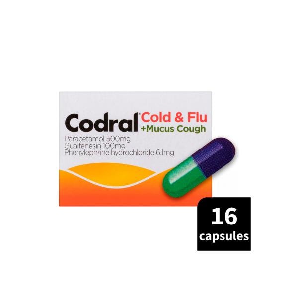 Codral Cold & Flu + Mucus Cough Capsules | 16 pack