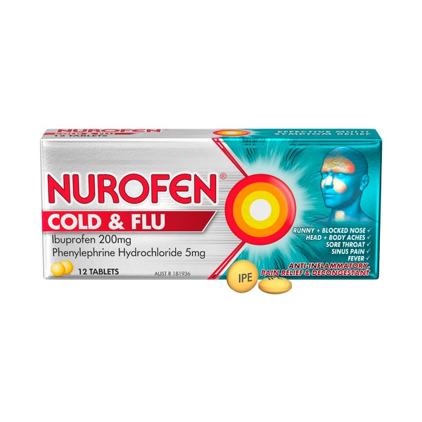 Nurofen Cold and Flu Multi-Symptom Relief Tablets 200mg Ibuprofen | 12 pack