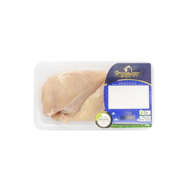 Inglewood Farms Free Range Organic Chicken Breast Fillets Skin Off | approx. 488g each