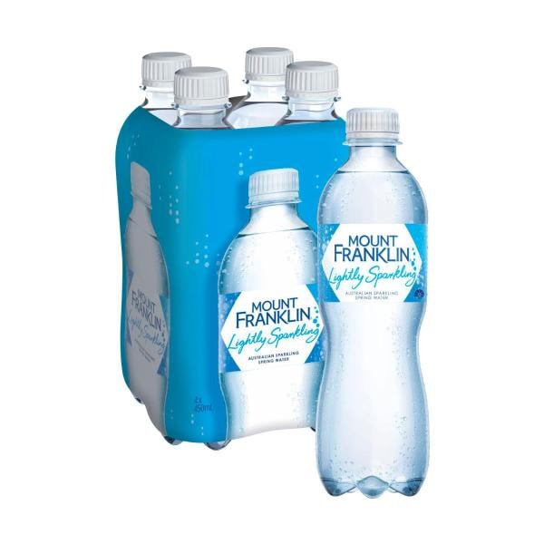 Mount Franklin Lightly Sparkling Water Natural Multipack Bottles 4 x 450mL | 4 pack