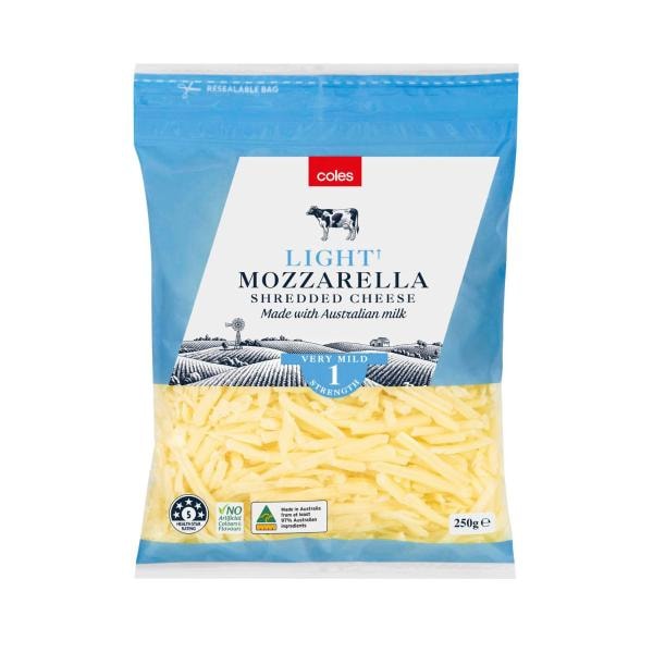 Coles Australian Light Shredded Mozzarella | 250g