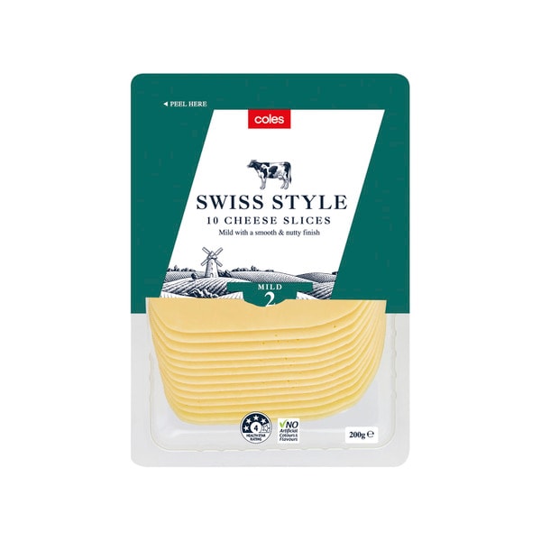 Coles Swiss Style Cheese Slices | 200g