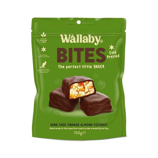 Wallaby Bites Gluten Free Dark Chocolate Orange Almond & Coconut Yoghurt | 150g