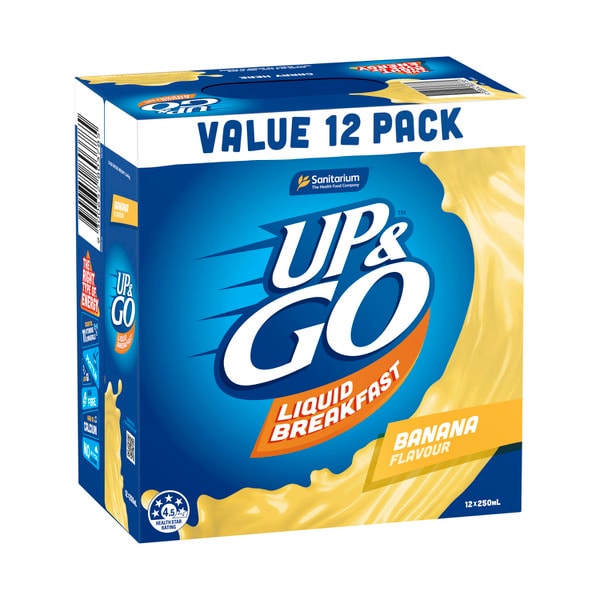 Sanitarium Up&Go Liquid Breakfast Banana Fridge Pack 12X250mL | 3L