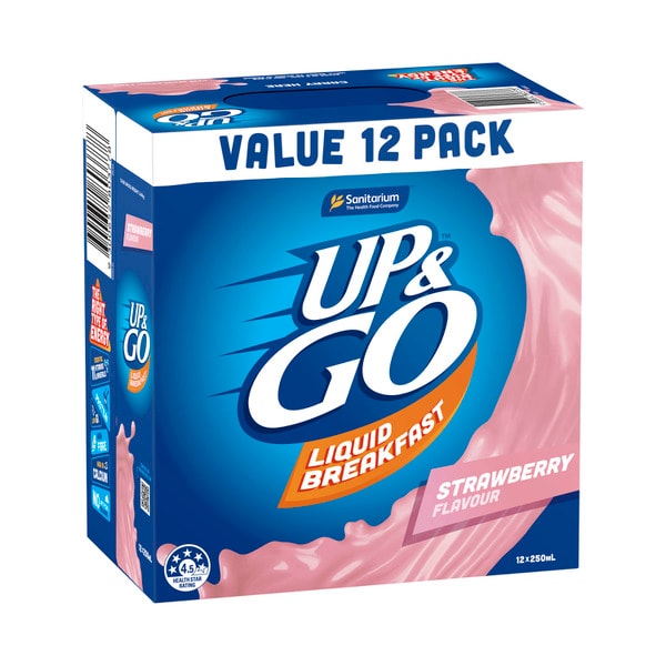 Sanitarium Up&Go Liquid Breakfast Strawberry Fridge Pack 12X250mL | 3L
