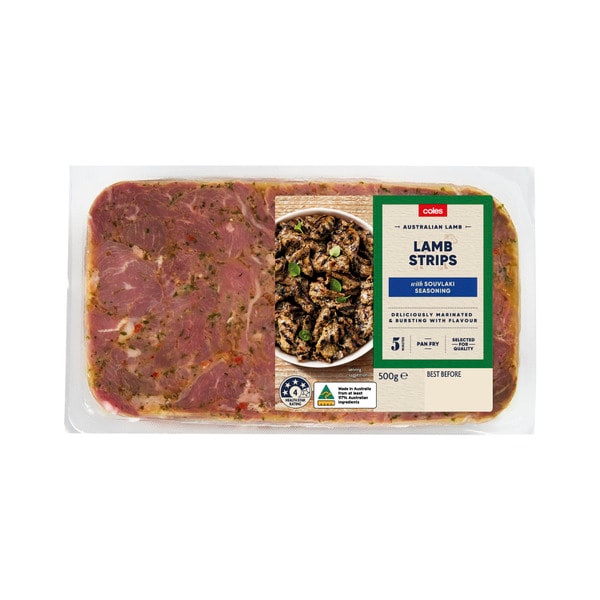 Coles Lamb Strips With Souvlaki Seasoning | 500g