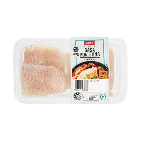 Coles Basa Portions Skin Off 2 Pack | 260g
