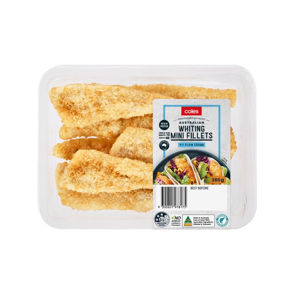 Coles Australian Whiting Mini Fillets With Plain Crumb | 285g
