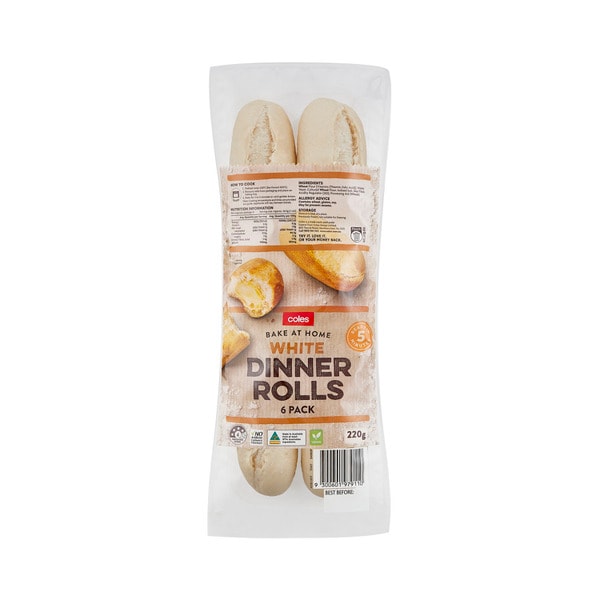 Coles White Dinner Rolls | 6 pack