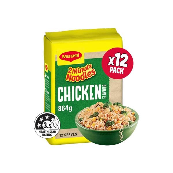 Maggi 2 Minute Instant Noodles Chicken Flavour 12 Pack | 864g