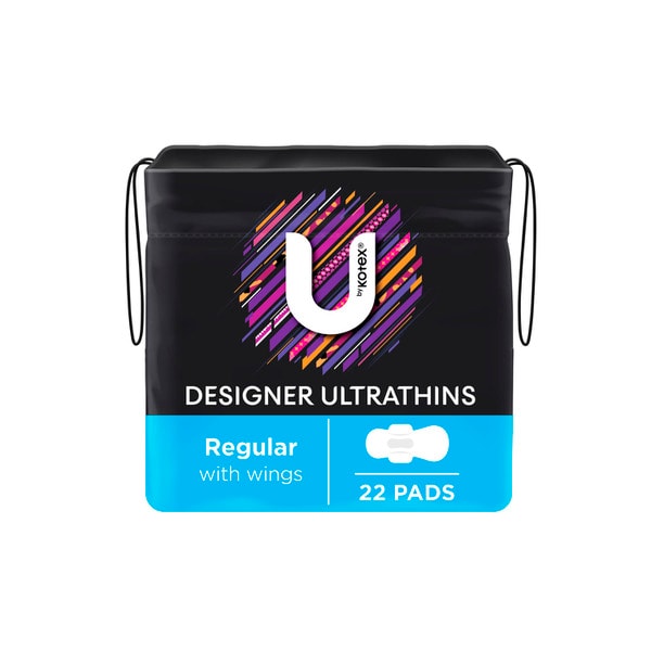 U by Kotex Designer Ultrathin Pads Regular with Wings | 22 pack
