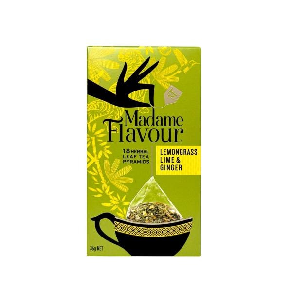 Madame Flavour Caffeine Free Lemongrass Lime & Ginger Tisane Tea Bags 18 pack | 36g