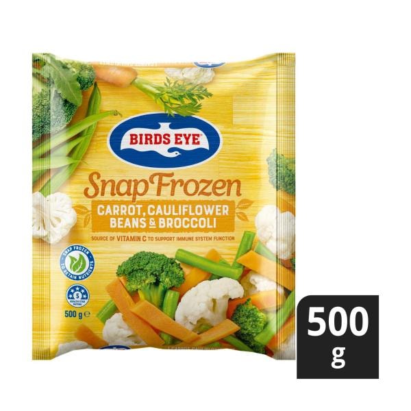 Birds Eye Snap Frozen Carrot Cauliflower Broccoli & Bean | 500g
