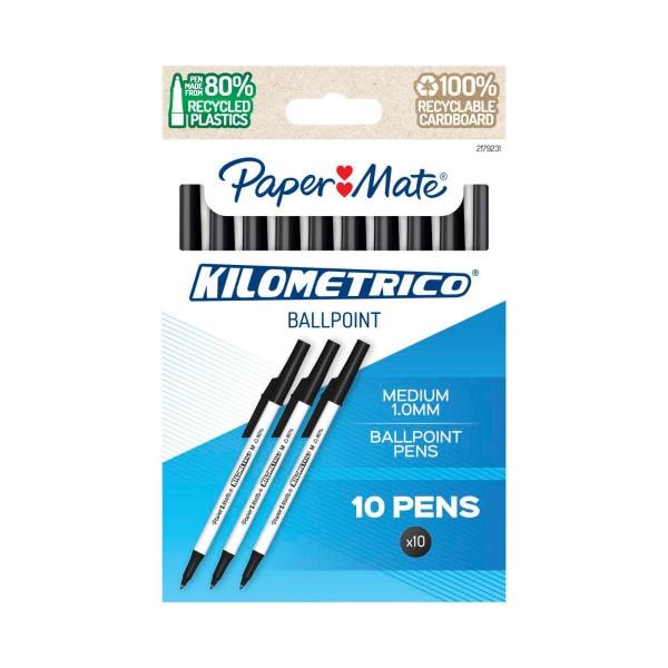 Paper Mate Kilometrico Pens Black | 10 pack