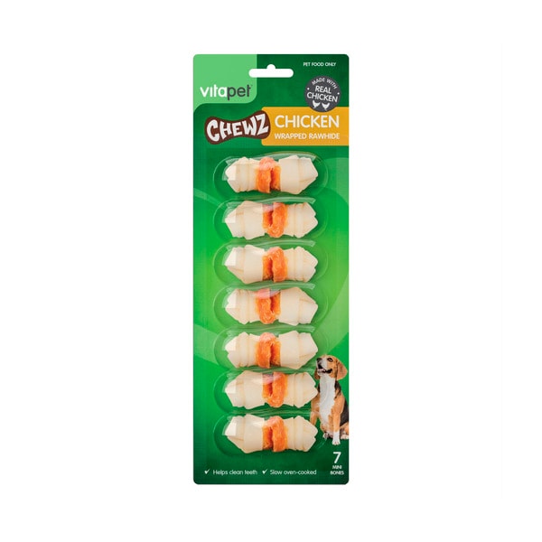 Vitapet Chicken Wrapped Rawhide Mini Bones | 7 pack