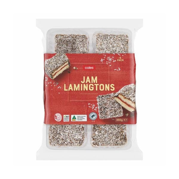 Coles Bakery Jam Lamingtons 6 Pack | 350g