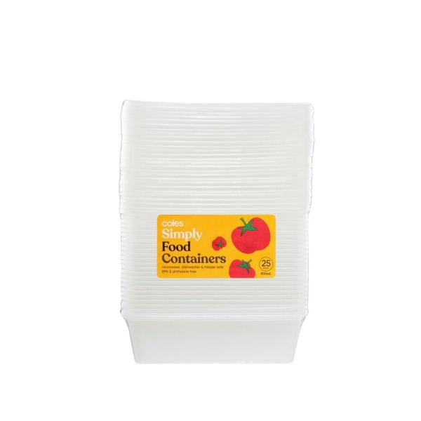 Coles Simply Food Containers 650mL | 25 pack