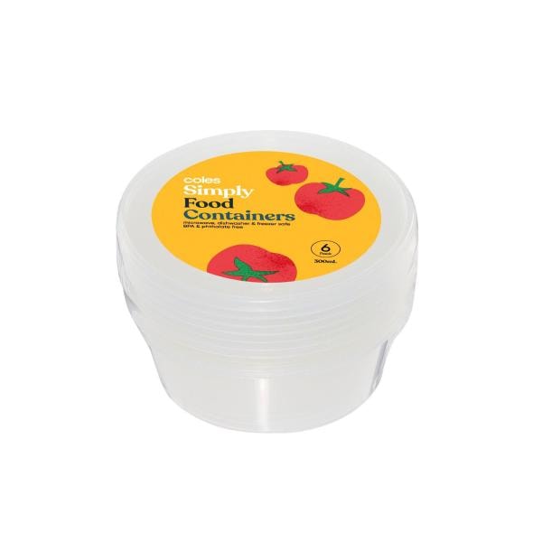 Coles Simply Food Containers 300mL | 6 pack