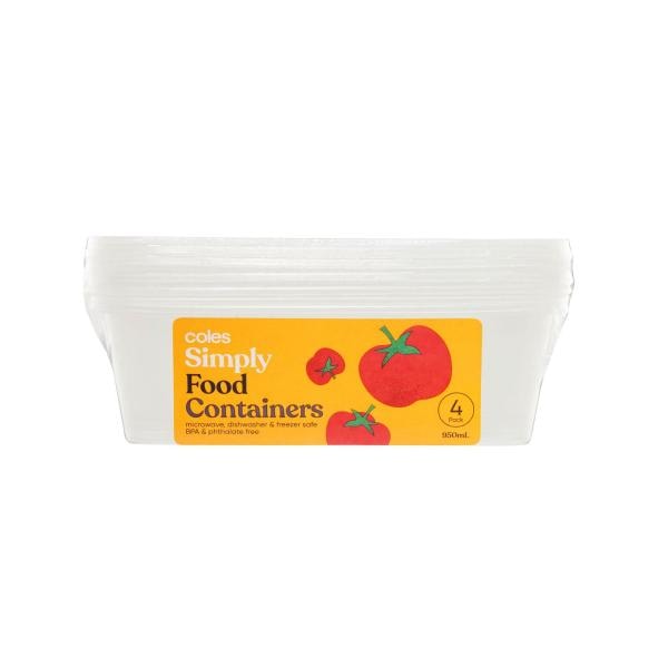 Coles Simply Food Containers 950mL | 4 pack