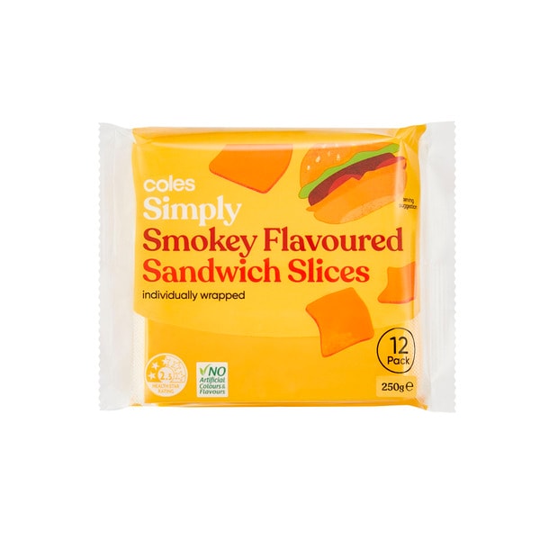 Coles Australian Smokey Individually Wrapped Slices 12 Pack | 250g